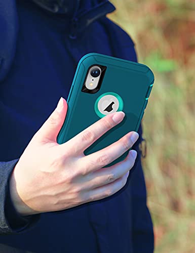 MXX Compatible with iPhone Xr Case, 3-Layer Super Protective Full Heavy Duty Body Tough Rugged Bumper Cover, Shock & Dust Proof, Designed for Apple Xr Phone Case 6.1" Turquoise - color: Turquoise