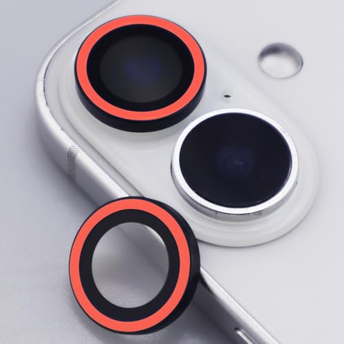 Luminous Camera Lens Protector for iPhone 16/16 Plus Individual Metal Ring Tempered Glass Glow in The Dark Lens Cover (2PCS) (Red, for iPhone 16/16 Plus) - color: Red