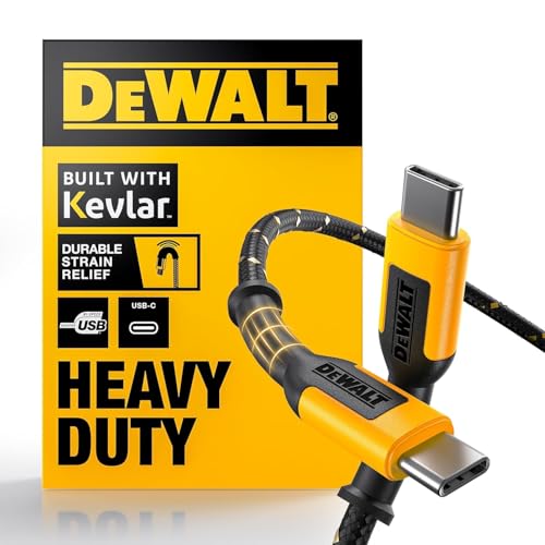 DEWALT Heavy Duty USB C Cable, Jobsite 60 Watt USB C Cable, 6 ft - size: 6FT