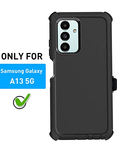 AICase for Galaxy A13 5G Case, Heavy Duty Drop Protection Full Body Rugged Shockproof/Dust Proof Military Protective Tough Durable Phone Cover for Samsung Galaxy A13 5G (Black/Belt Clip) - color: Black with Belt Clip