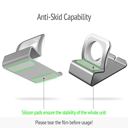 Sincetop Compatible with Apple Watch Charger Stand Ultra 2/Ultra/SE/9/8/7/6/5/4/3/2/1, Aluminum iWatch 49 45 41 44 40 42 38 Charging Holder Dock Nightstand Mode-Magnetic Charger not Included-Silver - color: Silver