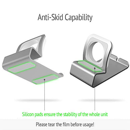 Sincetop Compatible with Apple Watch Charger Stand Ultra 2/Ultra/SE/9/8/7/6/5/4/3/2/1, Aluminum iWatch 49 45 41 44 40 42 38 Charging Holder Dock Nightstand Mode-Magnetic Charger not Included-Silver - color: Silver