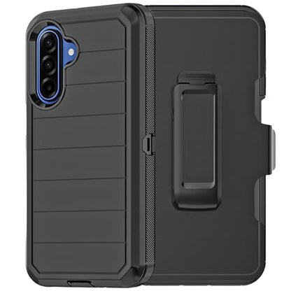 for Samsung Galaxy A17 Case with Belt Clip Holster & Kickstand, Heavy Duty 3-Layer Military Grade Rugged Full Body Protection Cover Case for Galaxy A17 5G (Black) - color: Black
