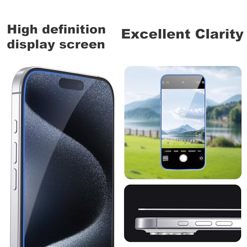 Compatible with iPhone 15 Pro Max Screen Protector with Auto-Alignment Install Kit [Full Edge Coverage] Shatterproof Tempered Glass Screen Protector for iPhone 15 Pro Max 6.7" [2 Pack] - size: iPhone 15 Pro Max