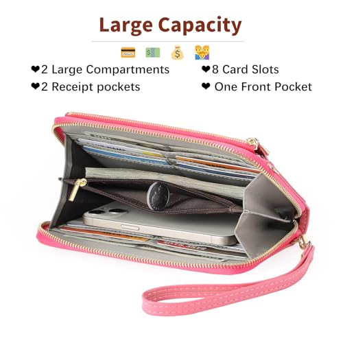 GOIACII Phone Purse Crossbody Bags for Women Small Travel Wallet Touch Screen RFID Blocking - color: A09 Fuchsia