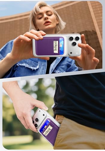 Senose Purple Magnetic Wallet, Slim Magnet Phone Wallet for Back of Phone | Compatible for Magsafe Wallet iPhone 17/16/15/14/13/12 Pro Max Plus Air Series, 1 Card Slot, 1 Cash Slot, Dark Purple - color: Dark Purple