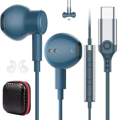 USB C Earbuds Wired Headphones for iPhone 18 Pro Max 17 16 17e,Blue - color: Blue