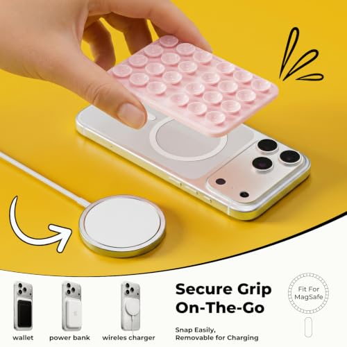 Upgraded Magnetic Suction Sticky Phone Grip for Magsafe Case, Light Pink - color: Light Pink
