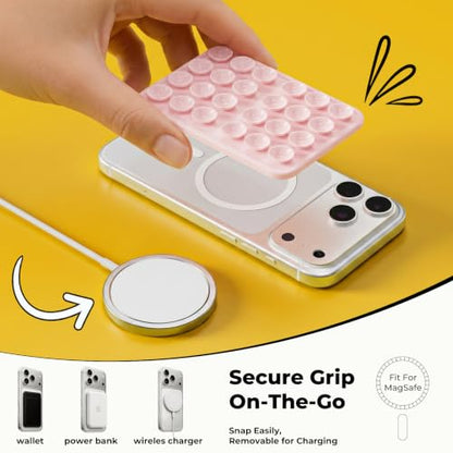 Upgraded Magnetic Suction Sticky Phone Grip for Magsafe Case, Light Pink - color: Light Pink