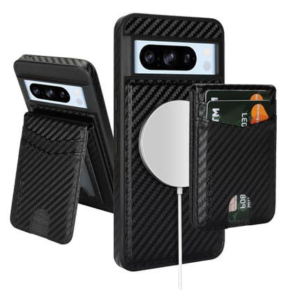SkyEagle Compatible Magsafe 2 in 1 Detachable Google Pixel 8 Pro Wallet Case with Card Holder Women Men,Magnetic PU Leather RFID Blocking Flip Kickstand Credit Slots,for Pixel 8 Pro 6.7",Black - color: Carbon Black, size: Google Pixel 8 Pro 6.7"