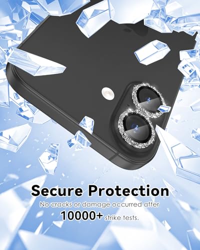 CloudValley All Bling Camera Lens Protector for iPhone 17/iPhone 16/Plus - color: Bling Black