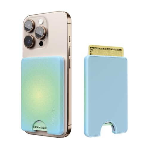 Casely MagWallet | Aura | Inner Glow | Green | Slim Wallet Card Holder | Compatible with MagSafe | Soft-Touch Hard Silicone | Holds Up to 3 Cards - color: Aura | Inner Glow | Green