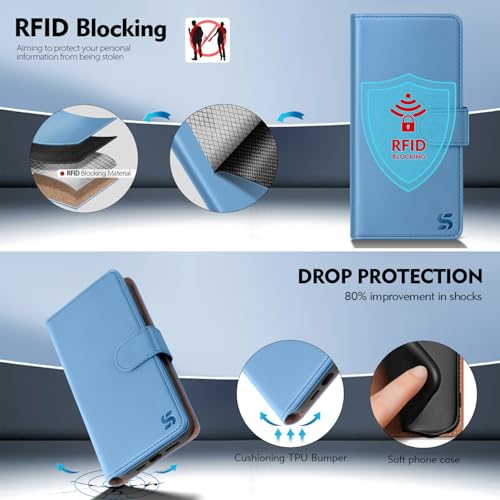 Shieldtop Compatible with Samsung Galaxy S23+ Plus Wallet Case with Card Holder,Women Men RFID Blocking PU Leather Flip TPU Protective Cover Credit Card Slots,Phone Case for S23 Plus,Light Blue - color: Light Blue, size: Galaxy S23 Plus - 6.6"