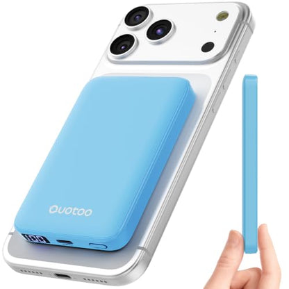 for Magsafe Portable Charger, 5000mAh Slim Wireless Magnetic Power Bank | 20W USB-C Power Delivery,LED Display,Travel Essential for Magsafe Battery Pack Compatible with iPhone 17-12 Series - color: Light Blue