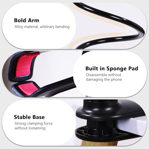 360-Degree Rotating Phone Holder Adjustable Long Arm Lazy Bedside Clamp Stand Hands-Free Mobile Mount for Watching Videos and Video Calls