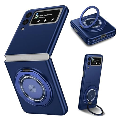 Magnetic Case for Samsung Galaxy Z Flip 3, [Compatible with MagSafe] Military Grade Shockproof Slim fit Samsung Z Flip 3 Phone Case with Magnetic Ring Kickstand Blue - color: Blue, size: Samsung Galaxy Z Flip 3