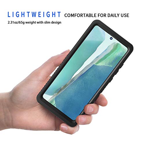Lanhiem Galaxy Note 20 Case, Built-in Screen Protector with Fingerprint Film Waterproof Dustproof Case, Full Body Heavy Duty Protective Cover for Samsung Galaxy Note 20 6.7 inch (Black/Clear) - size: for Note 20