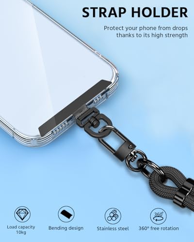 2 Pack Stainless Steel Phone Tether Tabs - Metal Lanyard Patches for phone cases, Phone Lanyard Tab - color: Silver