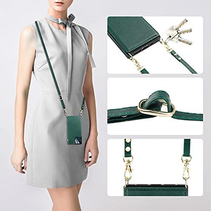 Bocasal Crossbody Wallet Case with Strap for iPhone 13 Pro, Green - color: Green