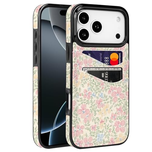 Compatible with iPhone 17 Pro Max 6.9 inch Case(Peach Blossom Flower) | with Card Holder Soft Cute Leather Wallet Case Protective Shockproof Hard Cover for Women Girls - color: Peach Blossom Flower, size: iPhone 17 Pro Max 6.9 inch
