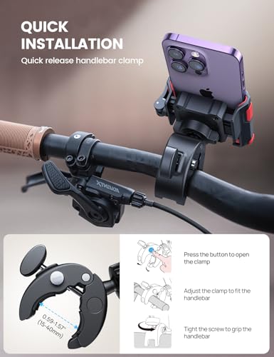 Lamicall Motorcycle Bike Phone Mount, 1s Lock Bike Phone Holder - color: Red