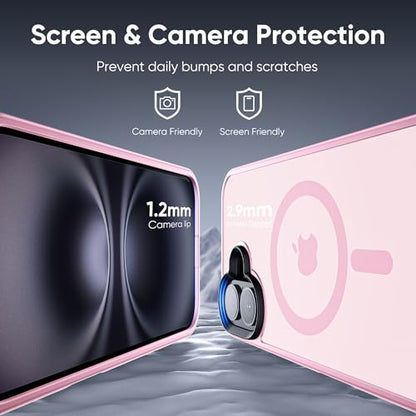 Tigowos Compatible with iPhone 16 Bumper case Fits MagSafe 10FT Drop Resistant Matte Skin Feeling Shockproof Back Cover Fits iPhone Phone Cases 6.1", Light Pink - color: Light Pink, size: iPhone 16-6.1 inch
