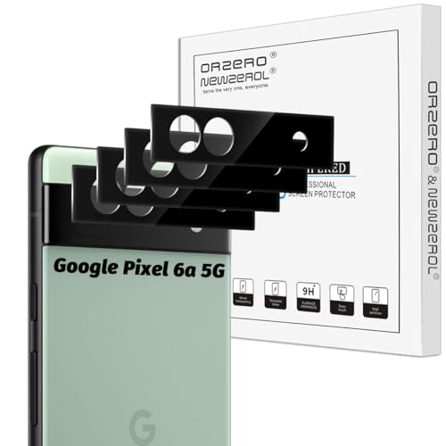 Orzero (4 Pack) Camera Lens Protector Compatible for Google Pixel 6a 5G, Protector de Cámera Tempered Glass 9 Hardness HD Anti-Scratch Bubble-Free - size: Google Pixel 6a 5G