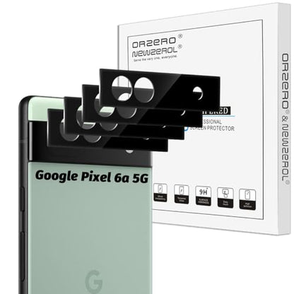 Orzero (4 Pack) Camera Lens Protector Compatible for Google Pixel 6a 5G, Protector de Cámera Tempered Glass 9 Hardness HD Anti-Scratch Bubble-Free - size: Google Pixel 6a 5G