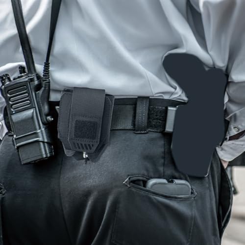 TRIWONDER Tactical Cigarette Pouch Molle Small Military Bag Battery Cigarette Case EDC Utility Card Holder Lighter Slot Mini Cigar Waist Pack - color: 02 Black - Hook and Loop