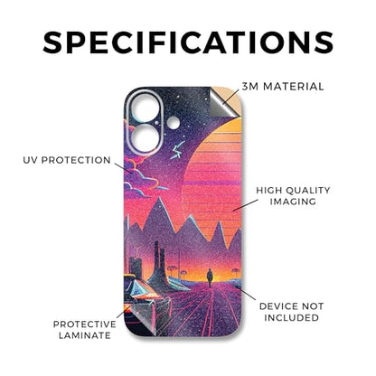 Glossy Glitter Phone Skin Compatible with Apple iPhone 17 - Synthwave Fringe - Premium 3M Vinyl Protective Wrap Decal Cover - Easy to Apply | Crafted in The USA by MightySkins - color: Synthwave Fringe, size: iPhone 17 (Full Wrap), style: Glossy Glitter F