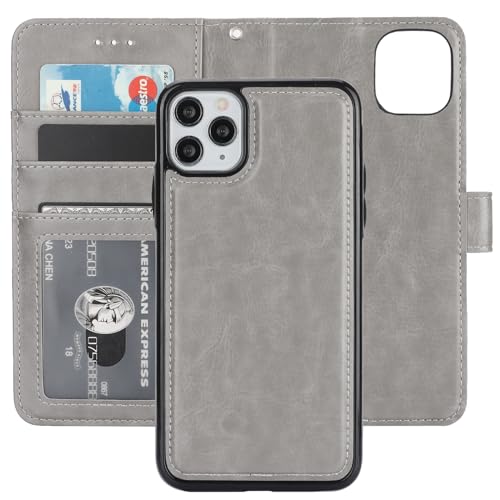 Bocasal Detachable Wallet Case Card Holder for iPhone 11 Pro Max Grey - color: Gray