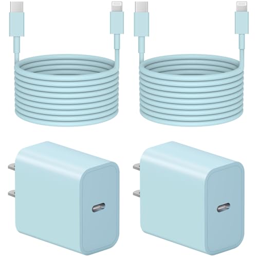 Extra Long 10FT iPhone 14 13 12 Charger Fast Charging 2-Pack 20W Super Fast Charger with Long Fast Charging Cable for iPhone 14/13/12/11 Pro Max,14 Plus,Mini,Pro/XS/SE/XR/iPad - Blue - color: Blue