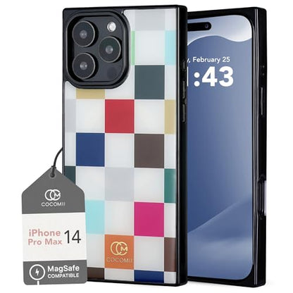 COCOMII Rectangle for iPhone 14 Pro Max Case, Le Carré de Luxe Checkered | Compatible with MagSafe Wireless Charging, Shockproof 10ft Drop Protection, Camera & Screen Protection, Premium Glossy Finish - color: Le Carré de Luxe Checkered, size: iPhone 14 P