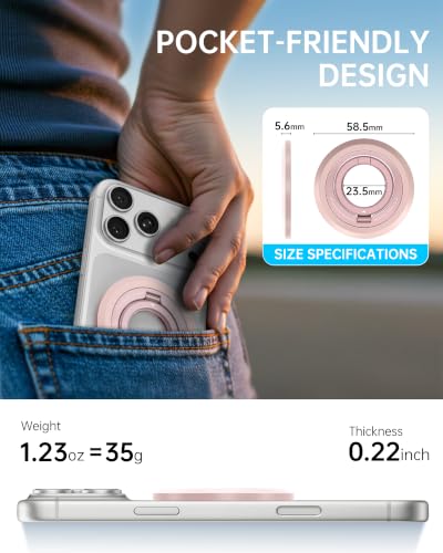 SYNCWIRE Magnetic Phone Ring Holder, for MagSafe Phone Grip Stand Kickstand - color: Light Pink