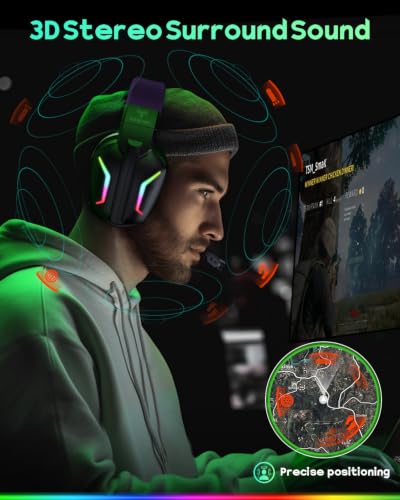 WESEARY Wireless Gaming Headset for PS5, PS4, PC, Switch & Mac| 2.4GHz USB - color: Soft Purple