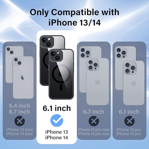 Supdeal Magnetic Clear Case for iPhone 13/14, [Compatible with MagSafe] [Non Slip Bumper & Not Yellowing] Military Grade Shockproof Transparent Silicone Phone Cover, 6.1", Black - color: Black, size: iPhone 13/14