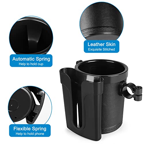 Accmor 3-in-1 Bike Cup Holder with Cell Phone Keys Holder, Bike Water Bottle Holders, Universal Bar Drink Cup Can Holder for Bicycles, Motorcycles, Scooters, Black, 2 Pack - color: Black-2 Pack