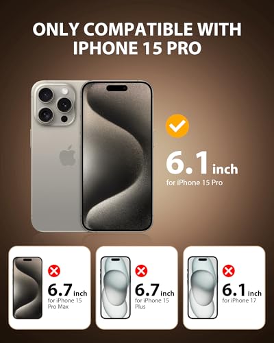 PDDKISS 2 Pack Privacy Screen Protector for iPhone 15 Pro - size: for iPhone 15 Pro - 6.1 inch