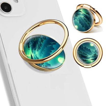 Cell Phone Ring Holder, Cute Phone Ring Grip Stand, 360°Rotation Funny Metal Kickstand Finger Grip Moon Mountain - color: Moon Mountain