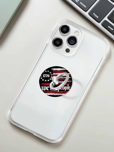 American Flag Phone Grip Rustic 1776 We The People Patriotic Black Phone Ring Holder Finger Grip Kickstand 360° Rotation Compatible with Most Cell Phones, Tablets and Cases, 1Pcs Round - size: 1Pcs Round