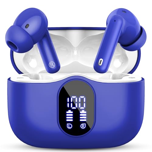 Wireless Earbuds, Bluetooth 5.4 Headphones Bass Stereo/Clear Calls, Blue - color: Blue