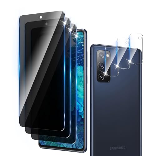 3+3 Pack Privacy Screen Protector Designed for Samsung Galaxy S20 FE With 3 Pack Camera Lens Protector,Full Coverage Anti-Spy Tempered Glass Film,9H Hardness,Bubble Free,Easy to Install - color: Galaxy S20 FE FK33
