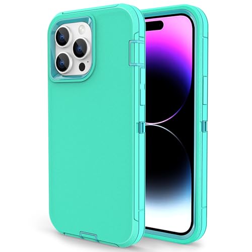 for iPhone 15 Pro Max Case, Dual Layer Shockproof Full Body Cover Military Grade Drop Protection Heavy Duty Protective Phone Case for Apple iPhone 15ProMax 6.7 inch (Turquoise/Light Blue) - color: Turquoise/Light Blue