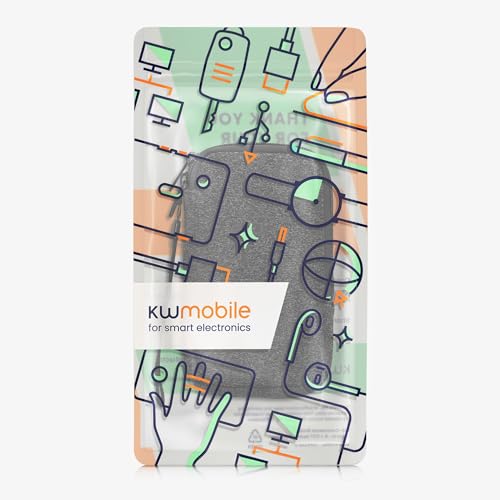 kwmobile Universal Phone Pouch Size L - 6.5" - Neoprene Smartphone Pouch with Zip - Water-Repellent Mobile Phone Case - Sleeve in Anthracite/White - color: anthracite / white, size: L - 6.5"