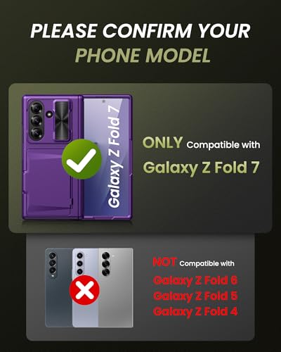 for Samsung Galaxy Z Fold 7 Case, Card Holder & Stand, Dark Purple - color: Dark Purple-Z