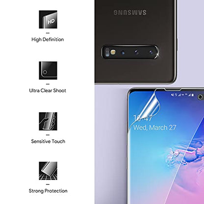 L K [3 Pack] Screen Protector for Samsung Galaxy S10 Plus, [Self Healing] [in-Display Fingerprint] HD Effect Flexible Film