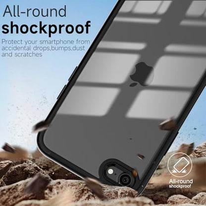 LoeoeL for iPhone SE 2022/2020/ 7/8 Case Clear, Transparent Hybrid SE Phone Case [Hard Plastic & Soft Silicone Bumper] Acrylic Non Yellowing Thin Slim Protective Cover, Black - color: Black, size: SE / 7 / 8