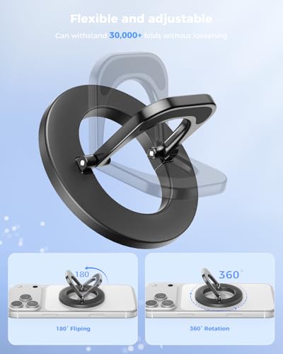 SUPERONE Two-Sided Magnetic Phone Ring Grip for MagSafe Adjustable Holder - color: Black
