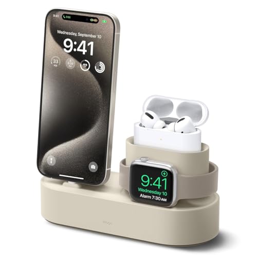 elago 3 in 1 Charging Station for iPhone, AirPods, AirPods Pro, Apple Watch - color: Classic White