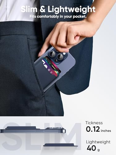 Phone Card Holder, Premium Leather Phone Wallet Stick on, Fit 4 Cards - color: Dark Blue